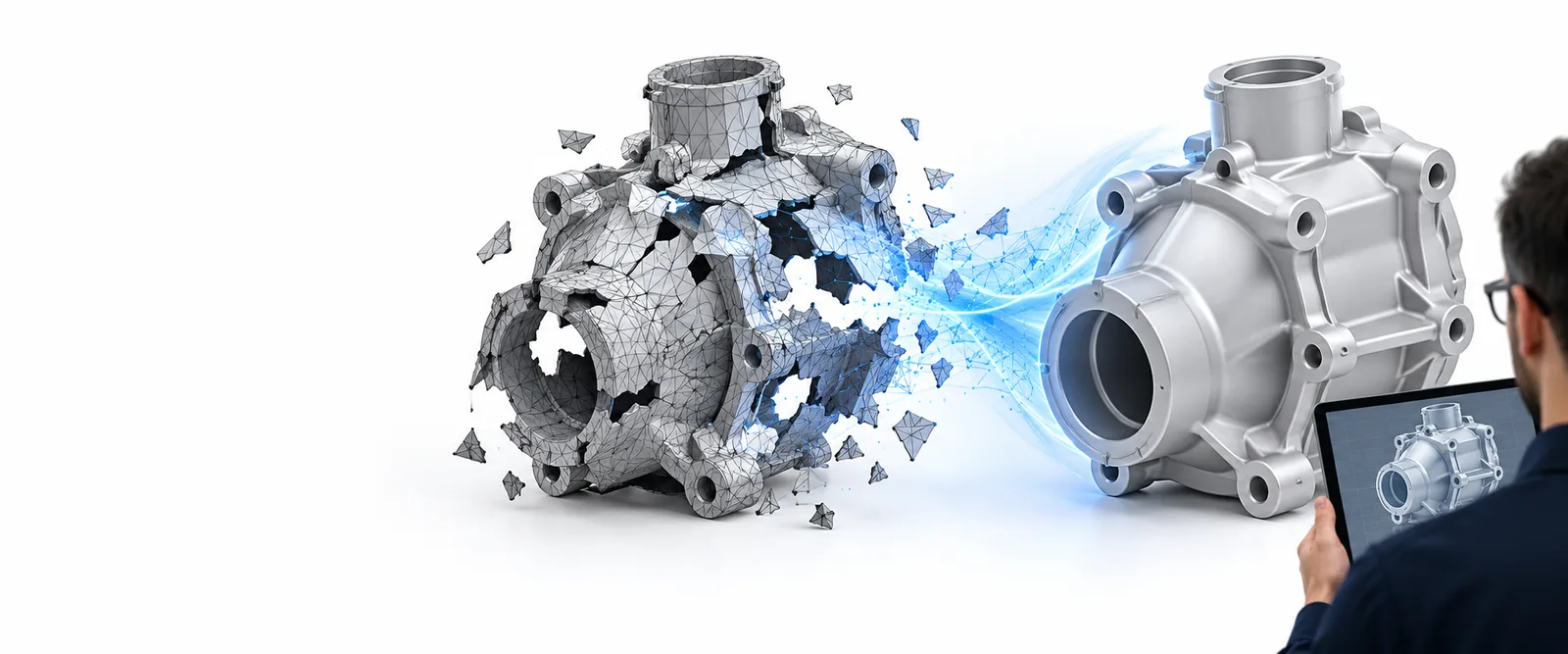 3D-Modellbild zur Veranschaulichung eines Mesh-Inspektions-Workflows